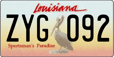 LA license plate ZYG092