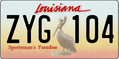 LA license plate ZYG104