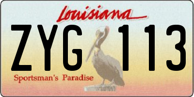 LA license plate ZYG113