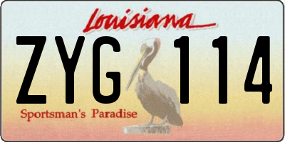 LA license plate ZYG114