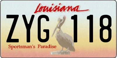 LA license plate ZYG118
