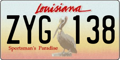 LA license plate ZYG138