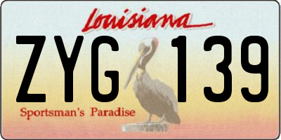 LA license plate ZYG139