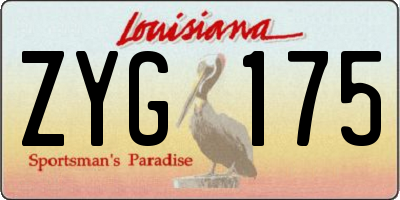 LA license plate ZYG175