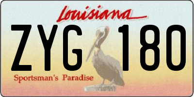 LA license plate ZYG180