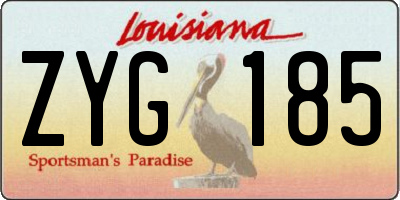 LA license plate ZYG185