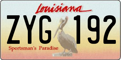 LA license plate ZYG192