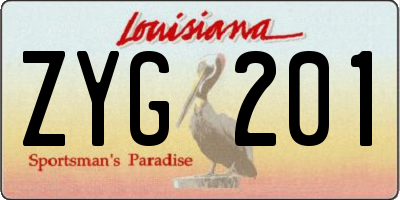 LA license plate ZYG201