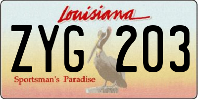 LA license plate ZYG203