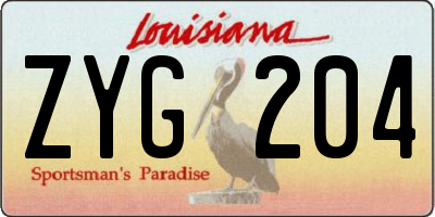 LA license plate ZYG204