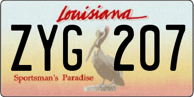 LA license plate ZYG207