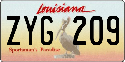 LA license plate ZYG209