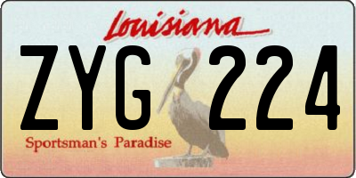 LA license plate ZYG224