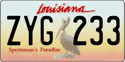 LA license plate ZYG233