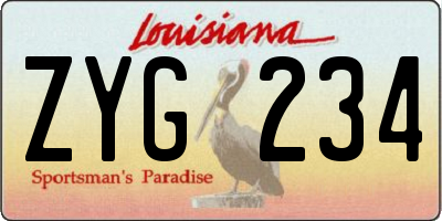 LA license plate ZYG234