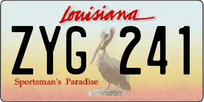 LA license plate ZYG241