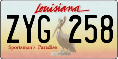 LA license plate ZYG258