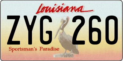 LA license plate ZYG260