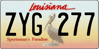 LA license plate ZYG277