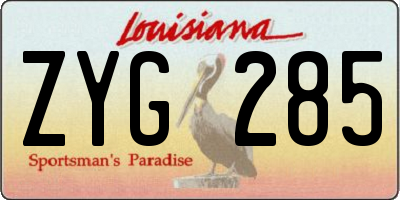 LA license plate ZYG285