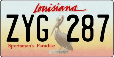 LA license plate ZYG287