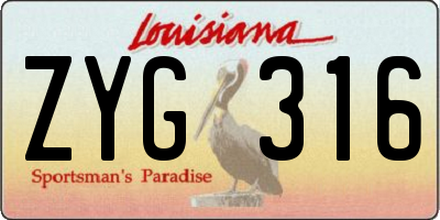 LA license plate ZYG316