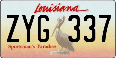 LA license plate ZYG337