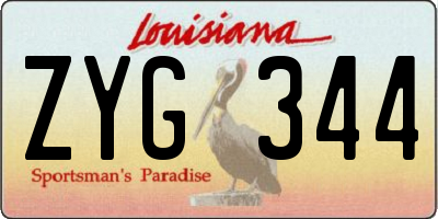 LA license plate ZYG344