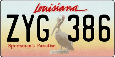 LA license plate ZYG386