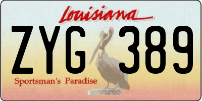 LA license plate ZYG389