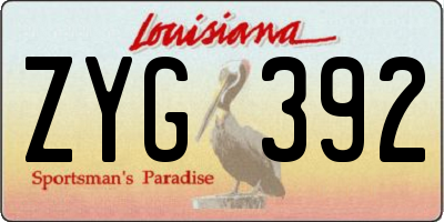 LA license plate ZYG392