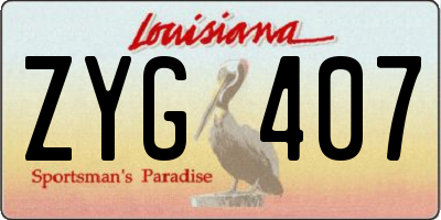 LA license plate ZYG407
