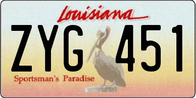 LA license plate ZYG451