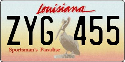 LA license plate ZYG455