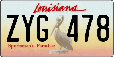 LA license plate ZYG478