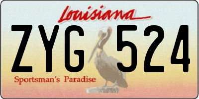 LA license plate ZYG524