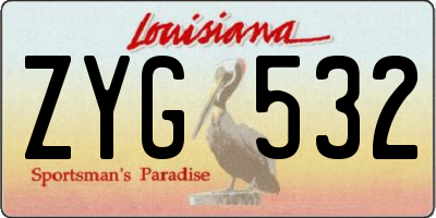 LA license plate ZYG532