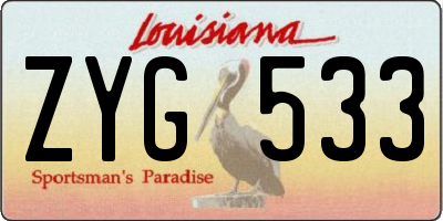 LA license plate ZYG533