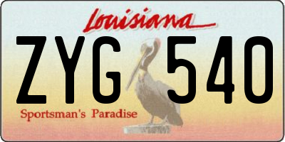 LA license plate ZYG540