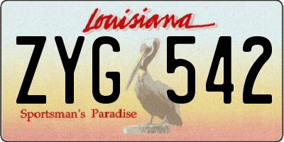 LA license plate ZYG542