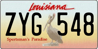 LA license plate ZYG548