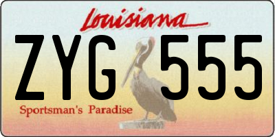 LA license plate ZYG555
