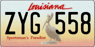 LA license plate ZYG558