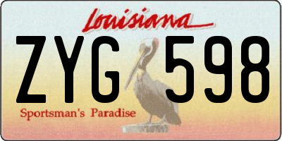 LA license plate ZYG598