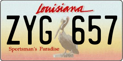 LA license plate ZYG657