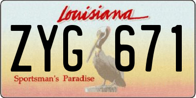 LA license plate ZYG671
