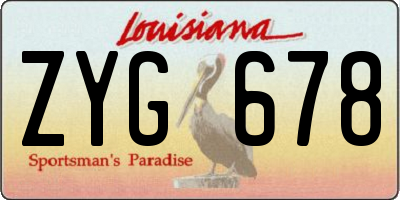 LA license plate ZYG678