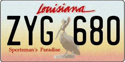 LA license plate ZYG680