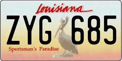 LA license plate ZYG685