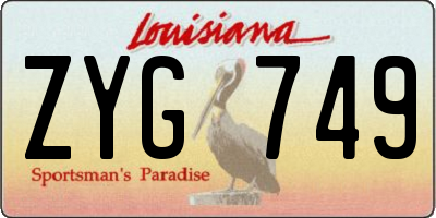 LA license plate ZYG749